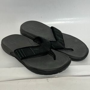 Crocs Men's Black Swiftwater Leather Iconic Comfort Flip Flop Sandals Size 13